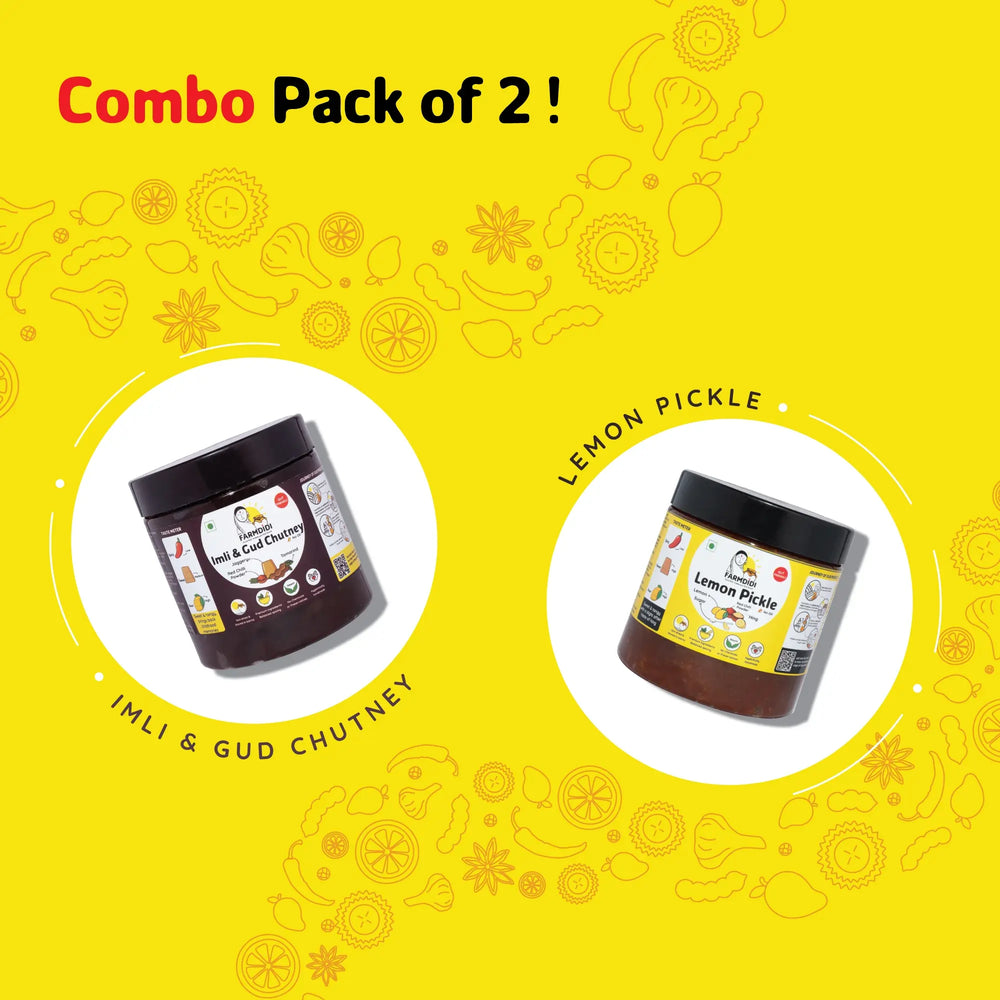 
                  
                    Combo Pack of 2 Imli Chutney X Lemon Pickle
                  
                