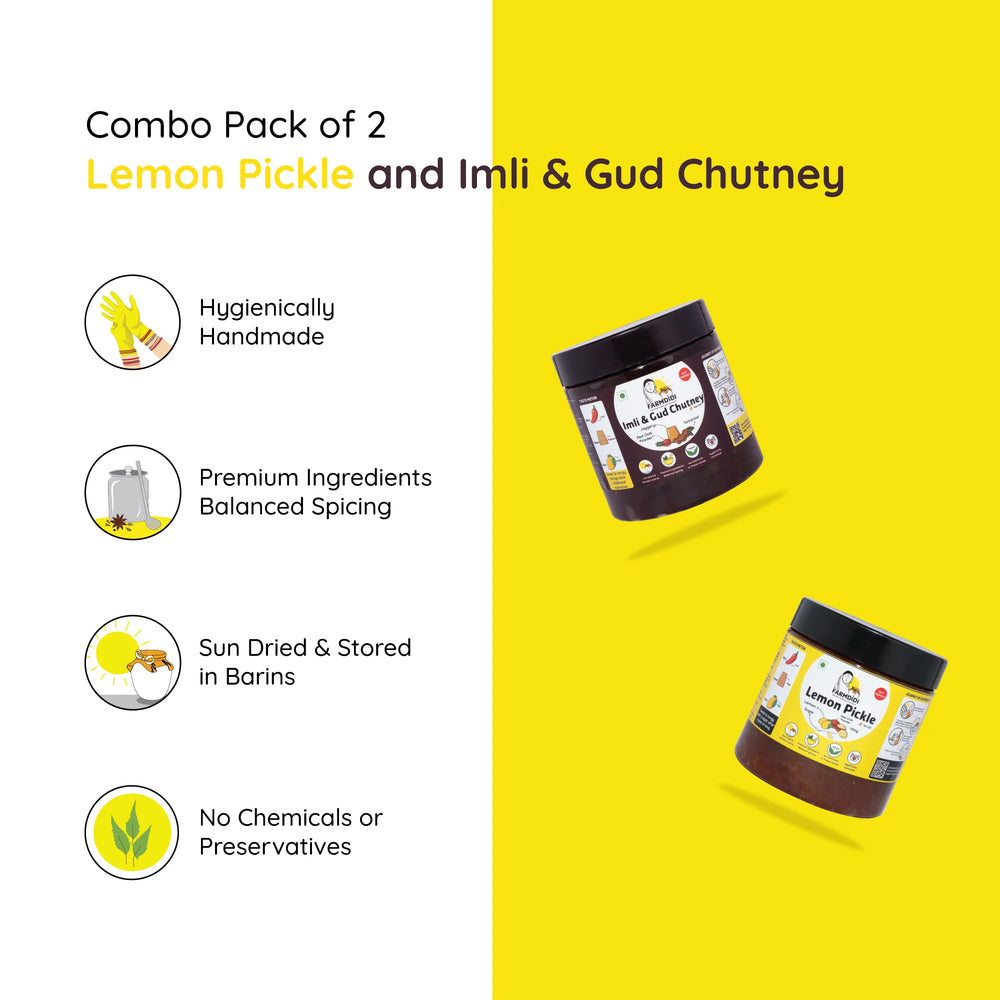 
                  
                    Combo Pack of 2 Imli Chutney X Lemon Pickle
                  
                